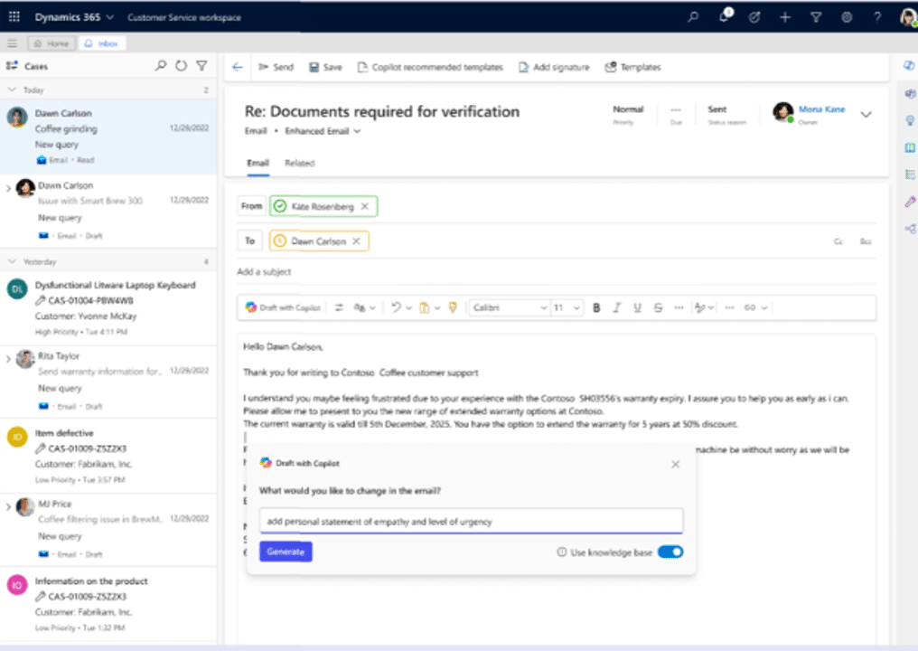 Wave 1 2025 Microsoft - Rédaction d’emails assistée par Copilot