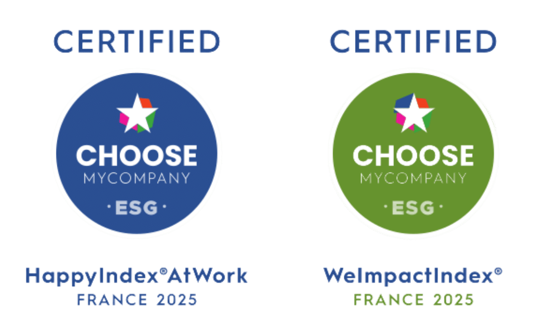 Label HappyIndex®AtWork 2025 et WeImpact® 2025 de Choose my Company pour Klint